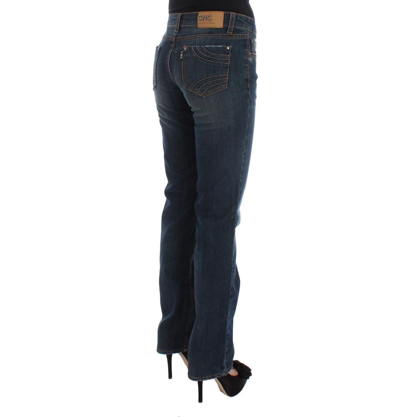 Blue Cotton Blend Bootcut Jeans - coffeewithmee2
