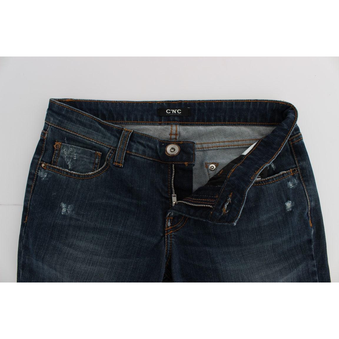 Blue Cotton Blend Bootcut Jeans - coffeewithmee2