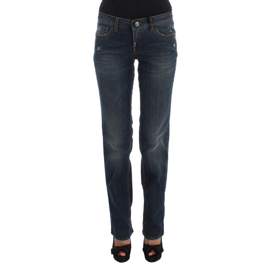 Blue Cotton Blend Bootcut Jeans - coffeewithmee2