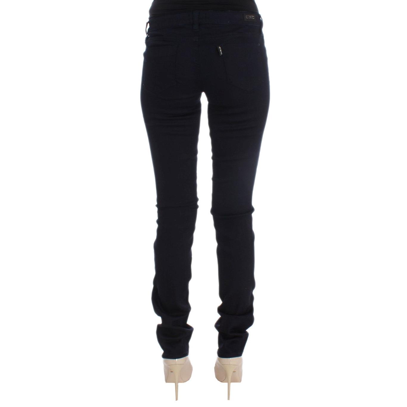 Blue Cotton Blend Slim Fit Jeans - coffeewithmee2