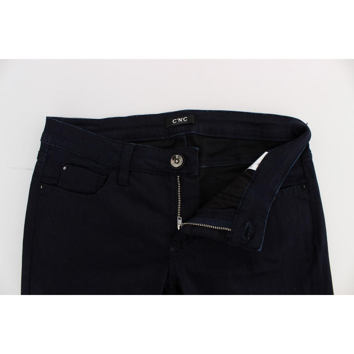 Blue Cotton Blend Slim Fit Jeans - coffeewithmee2