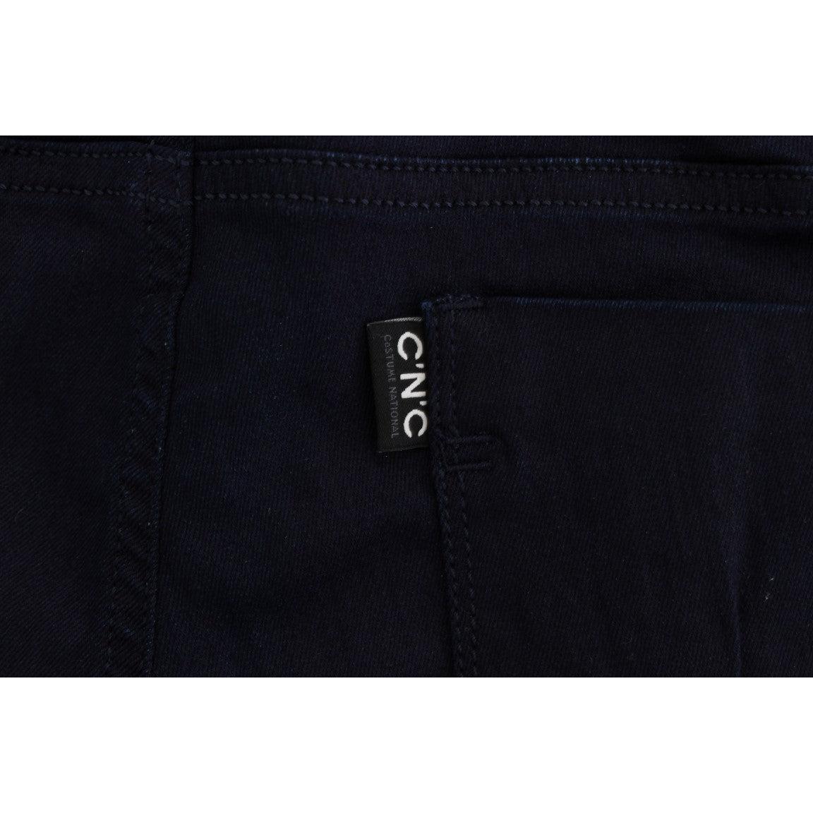 Blue Cotton Blend Slim Fit Jeans - coffeewithmee2