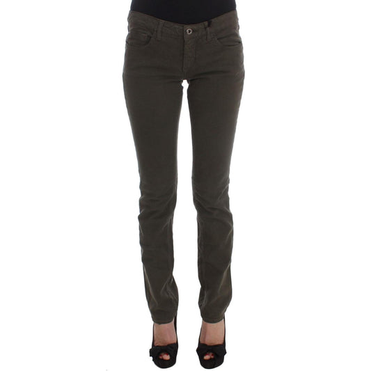 Green Cotton Blend Slim Fit Jeans - coffeewithmee2