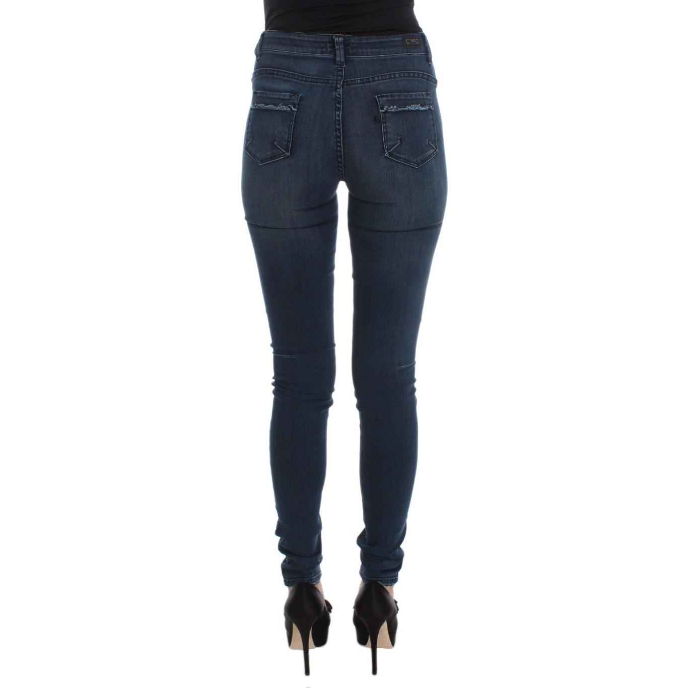 Blue Cotton Blend Slim Fit Jeans - coffeewithmee2