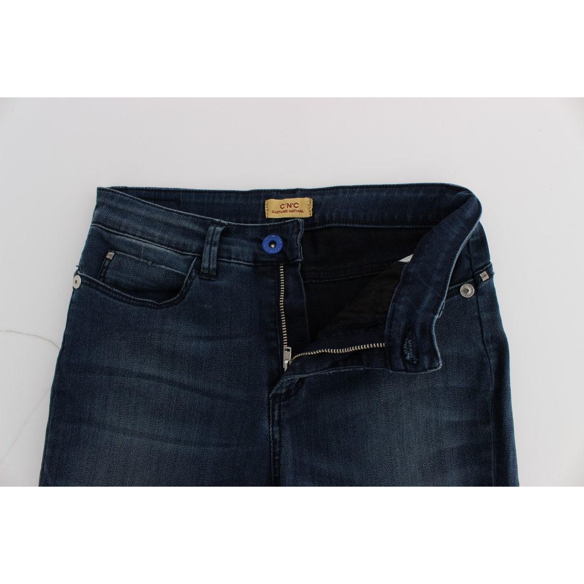 Blue Cotton Blend Slim Fit Jeans - coffeewithmee2