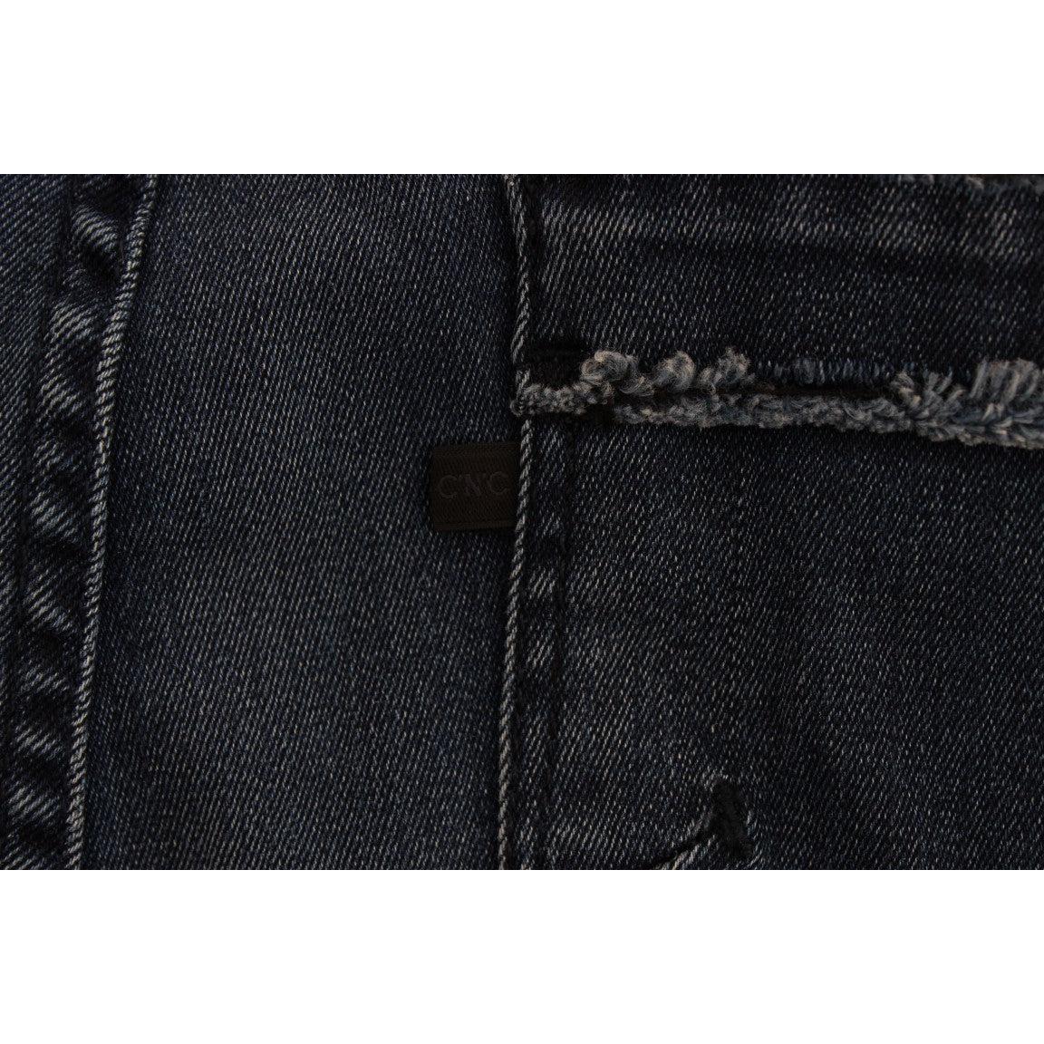 Blue Cotton Blend Slim Fit Jeans - coffeewithmee2