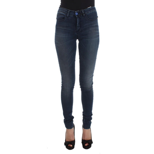 Blue Cotton Blend Slim Fit Jeans - coffeewithmee2