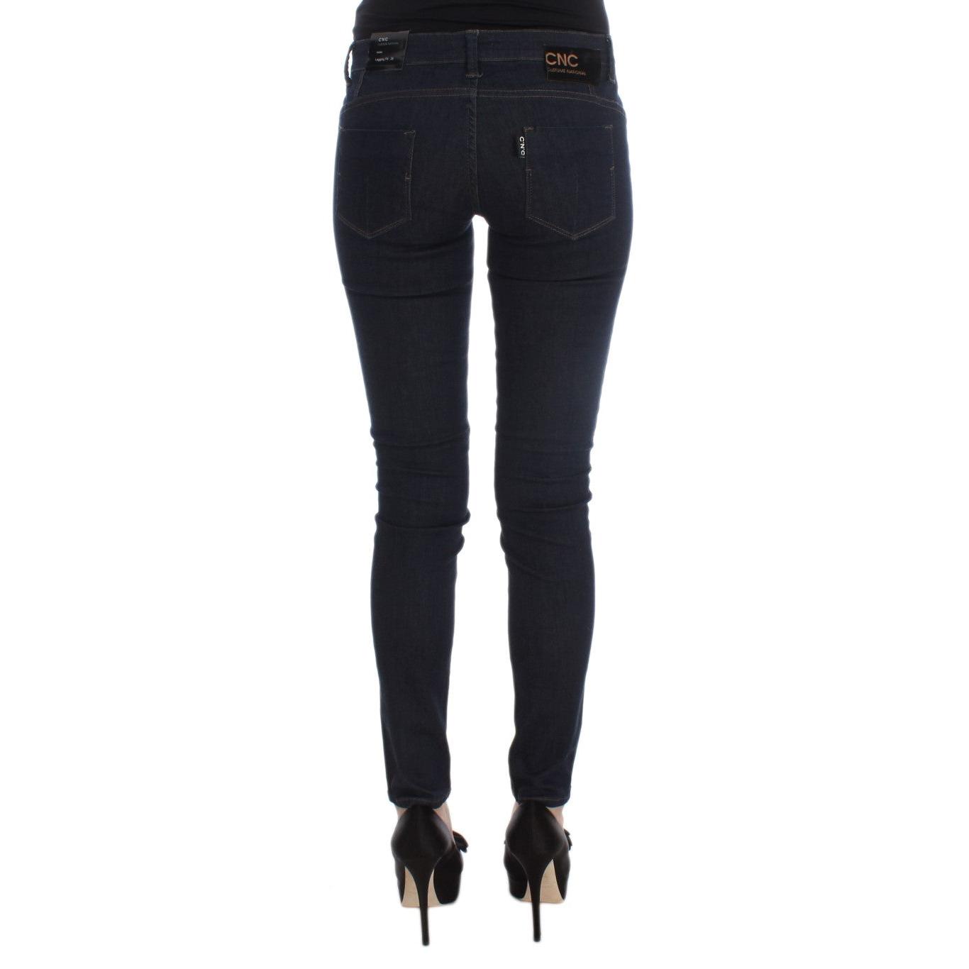 Blue Cotton Blend Slim Fit Jeans - coffeewithmee2