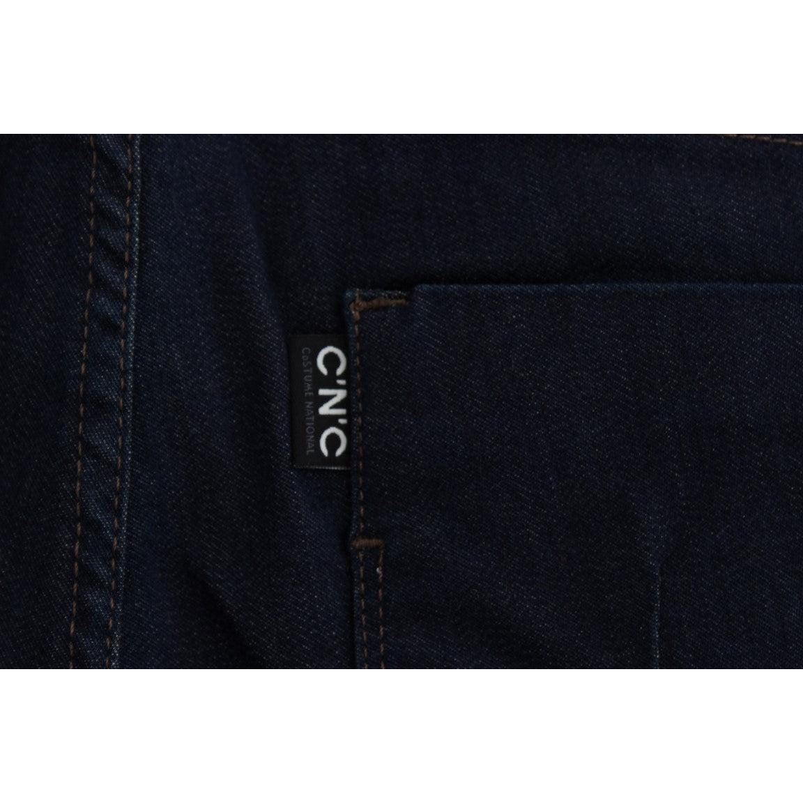 Blue Cotton Blend Slim Fit Jeans - coffeewithmee2
