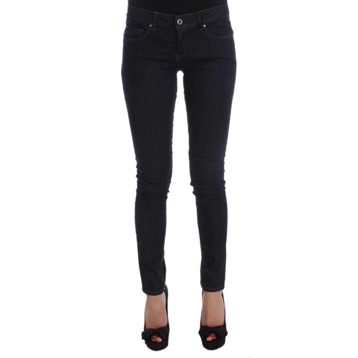 Blue Cotton Blend Slim Fit Jeans - coffeewithmee2