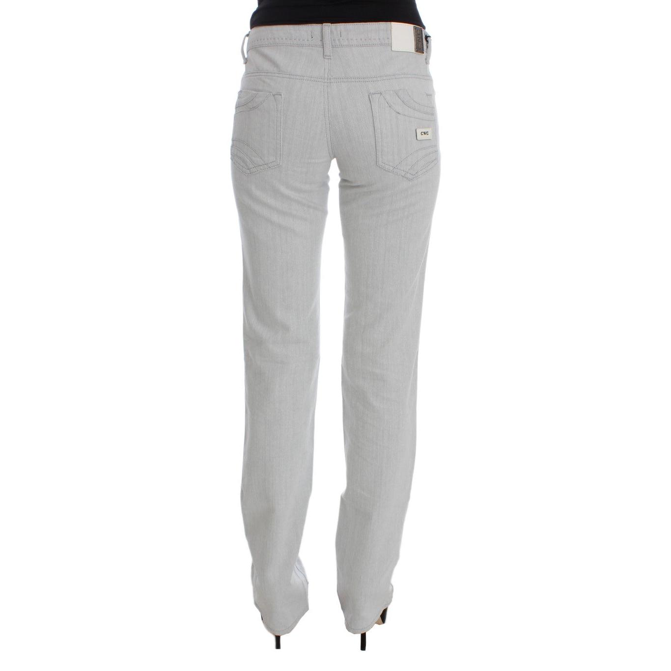 Gray Cotton Slim Fit Bootcut Jeans - coffeewithmee2