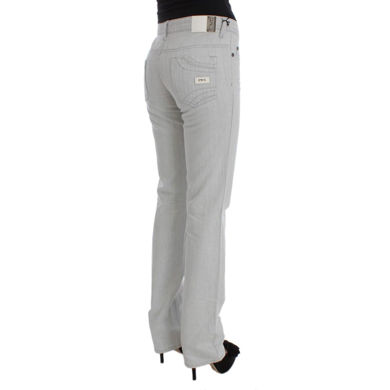 Gray Cotton Slim Fit Bootcut Jeans - coffeewithmee2
