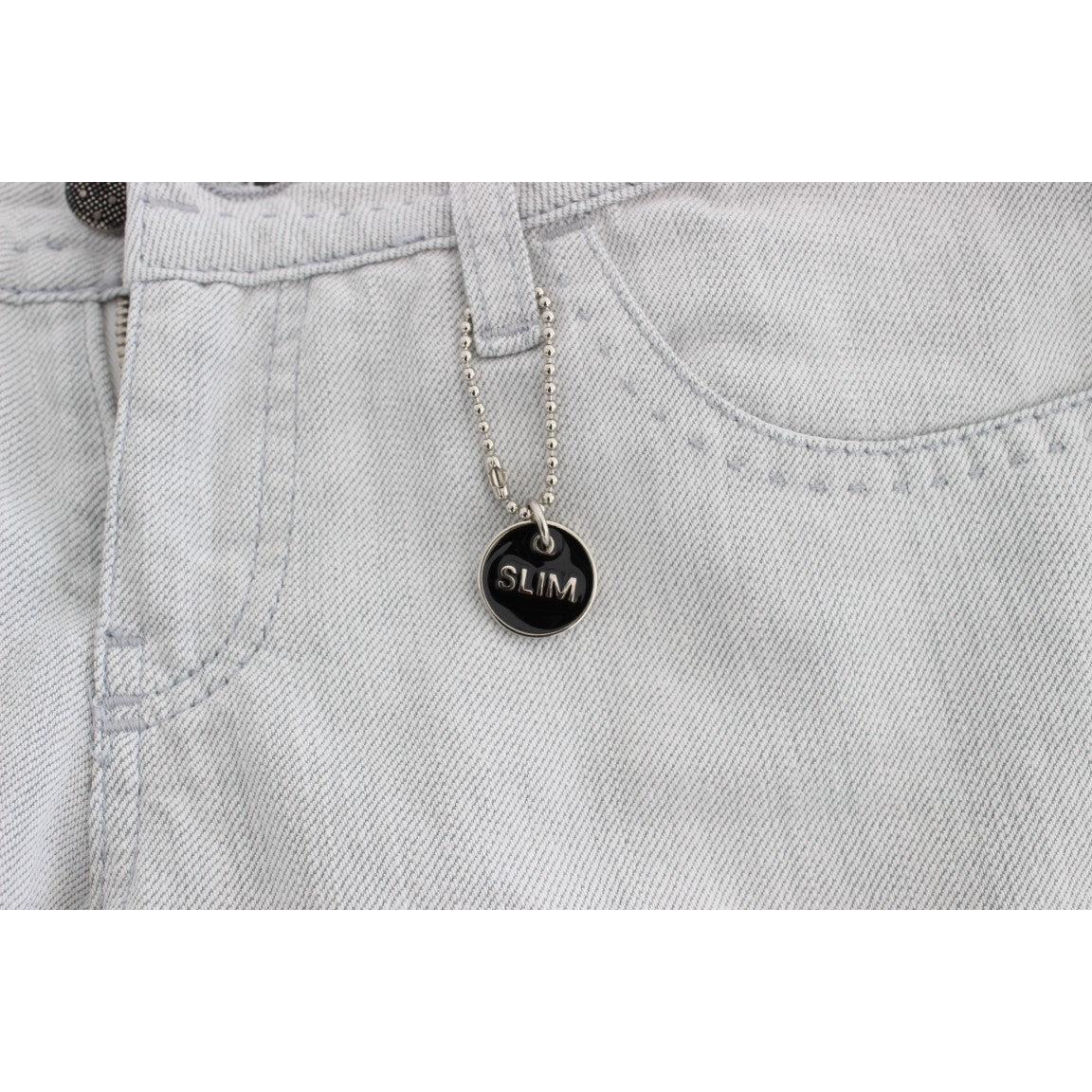 Gray Cotton Slim Fit Bootcut Jeans - coffeewithmee2