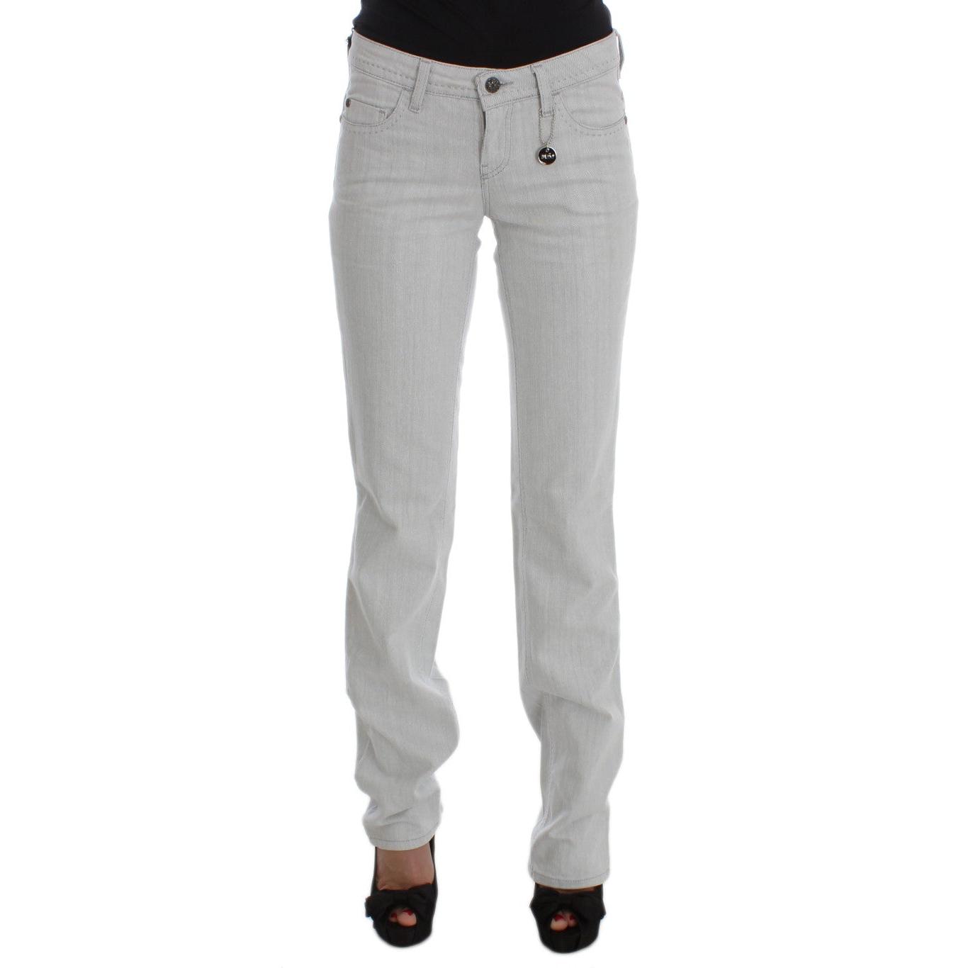 Gray Cotton Slim Fit Bootcut Jeans - coffeewithmee2