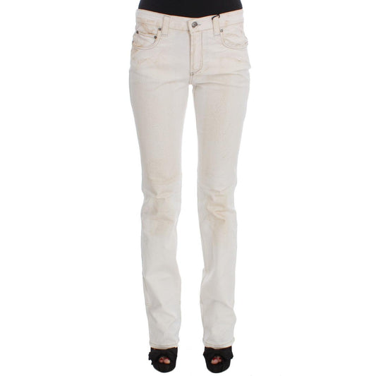 White Cotton Slim Fit Bootcut Jeans - coffeewithmee2