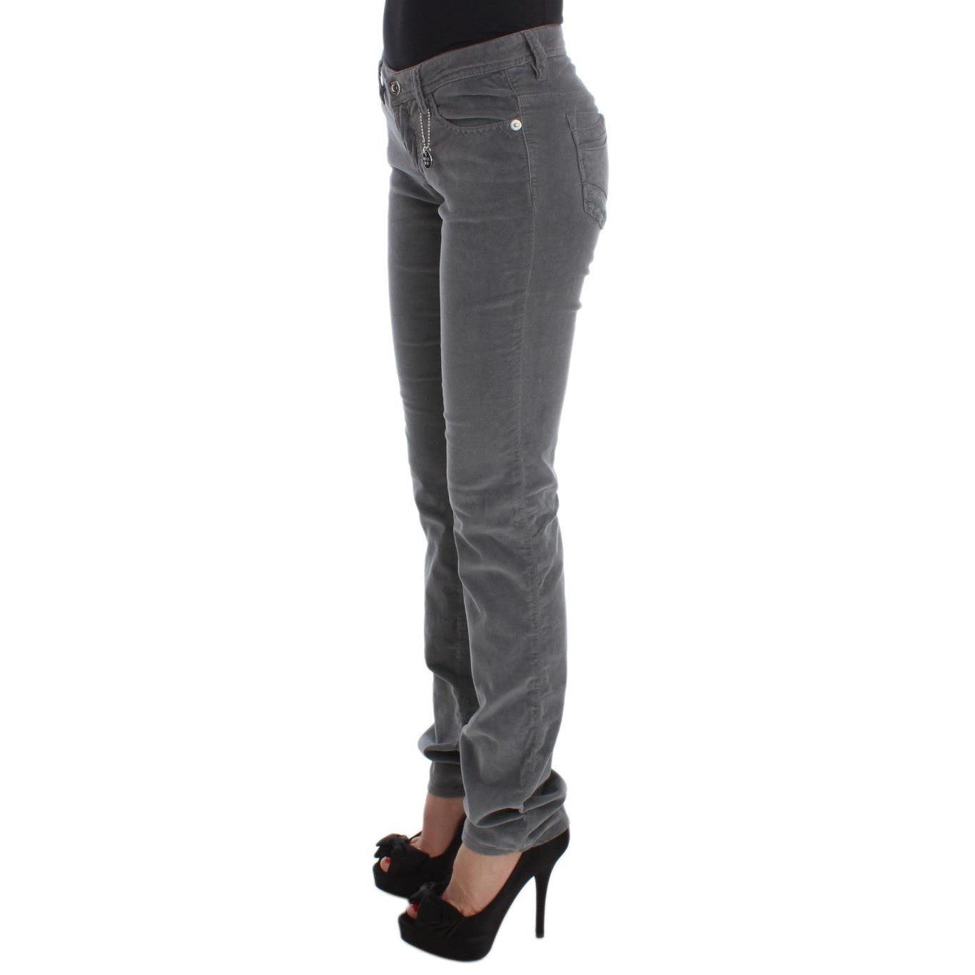 Gray Cotton Super Slim Corduroys Jeans - coffeewithmee2