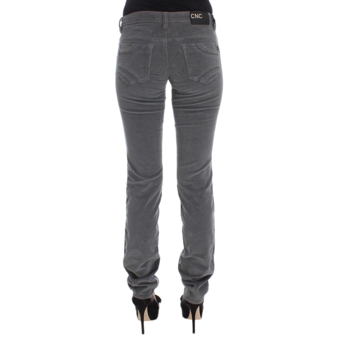Gray Cotton Super Slim Corduroys Jeans - coffeewithmee2