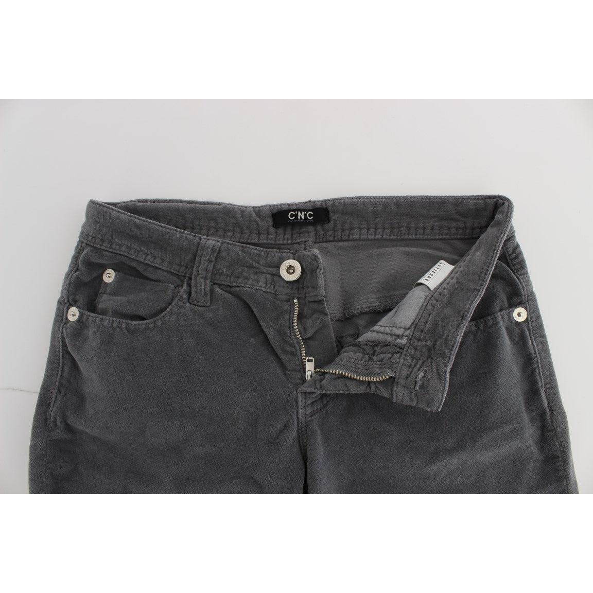 Gray Cotton Super Slim Corduroys Jeans - coffeewithmee2