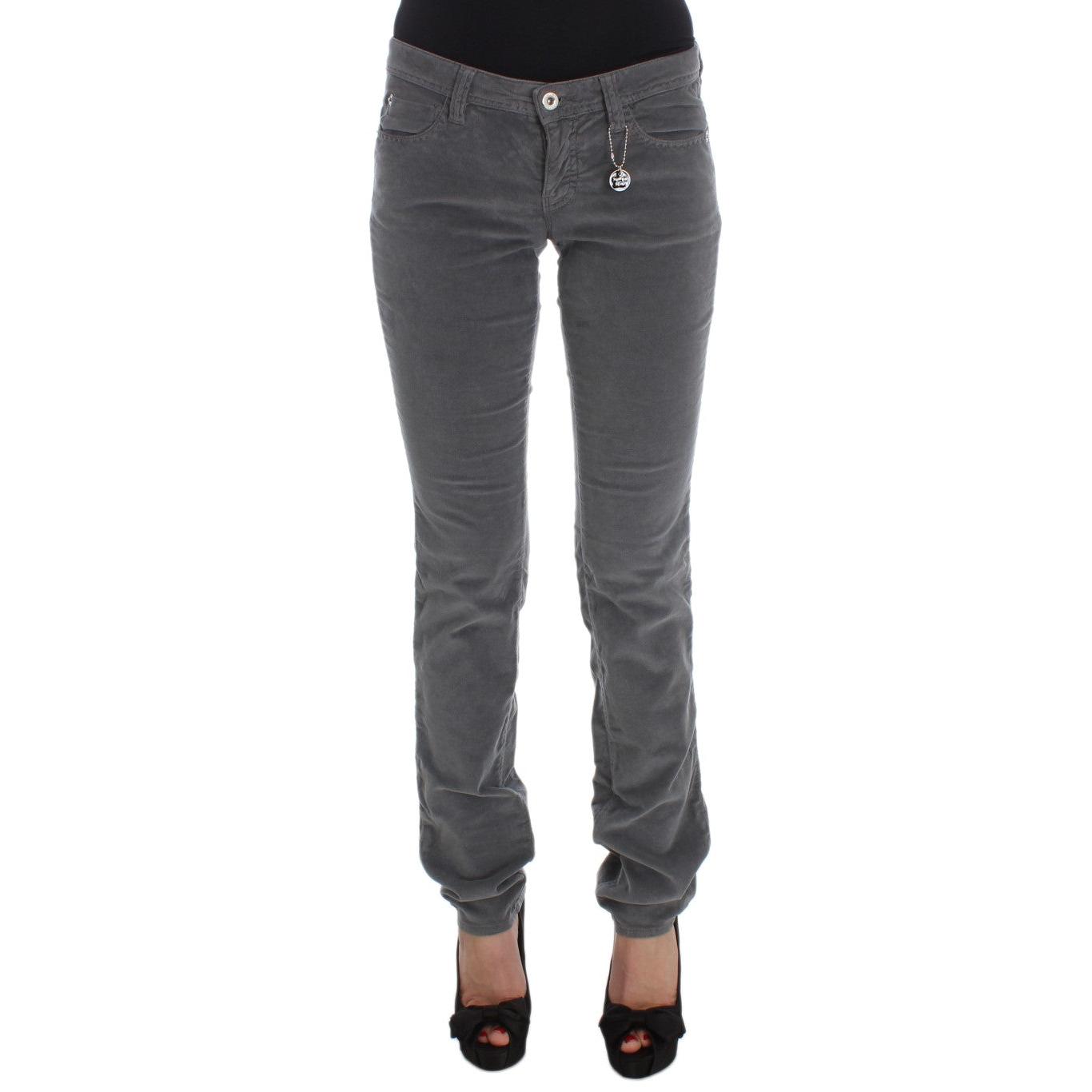 Gray Cotton Super Slim Corduroys Jeans - coffeewithmee2