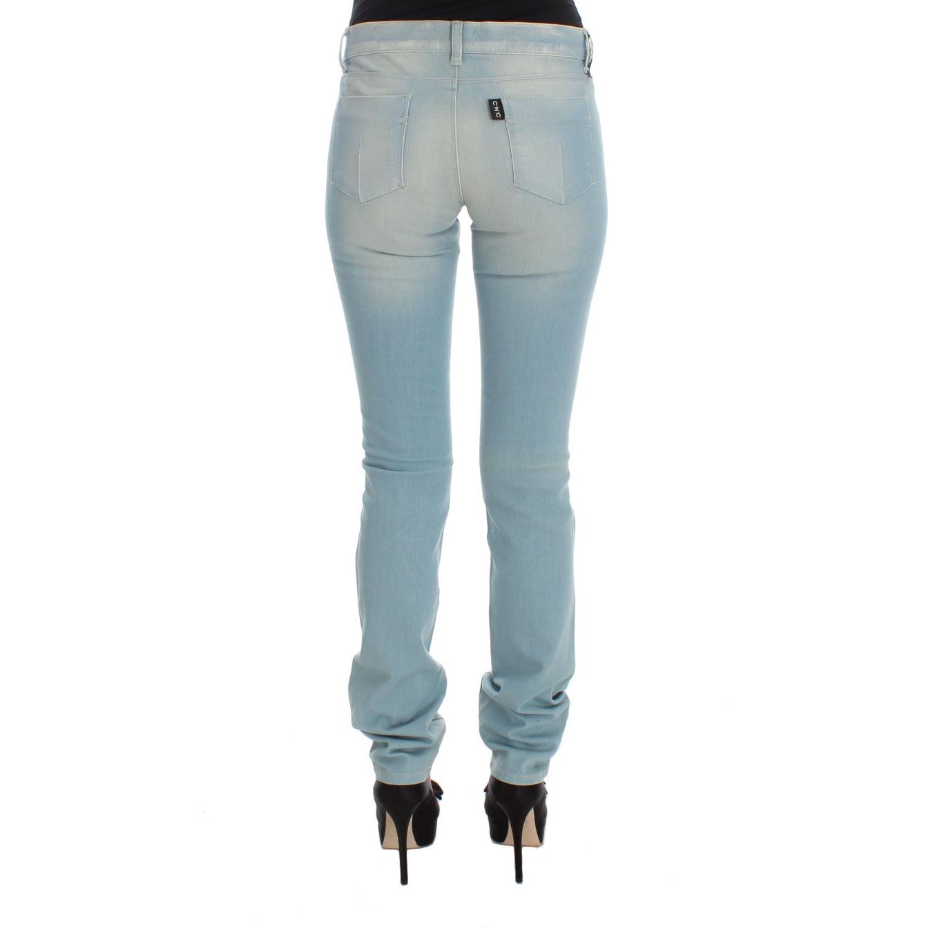 Blue Cotton Blend Super Slim Fit Jeans - coffeewithmee2