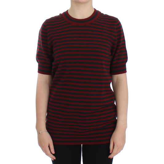 Red Gray Cashmere Short Sleeve Sweater - coffeewithmee2
