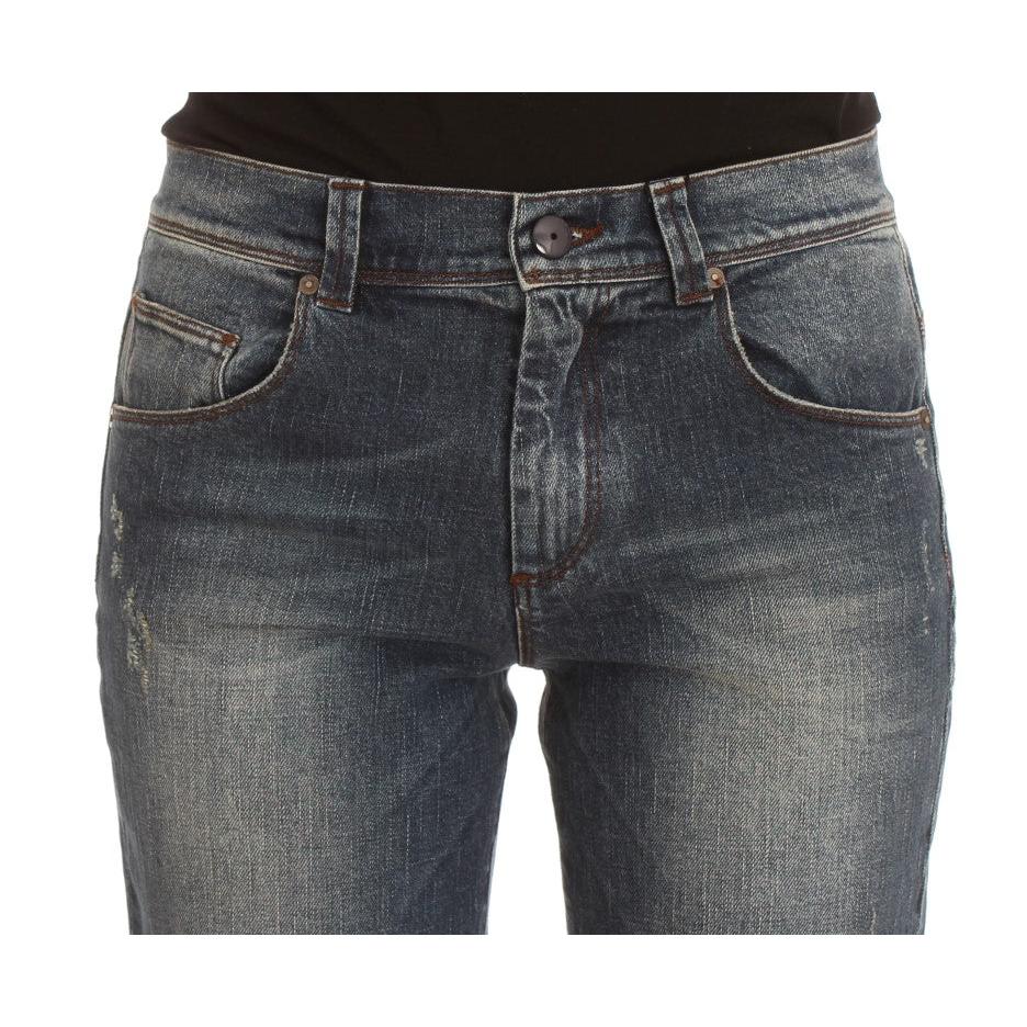 Blue Wash Cotton Blend Slim Fit Jeans - coffeewithmee2