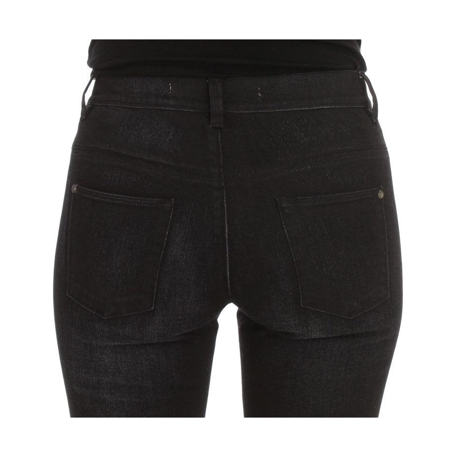 Blue Cotton Blend Slim Fit Bootcut Jeans - coffeewithmee2