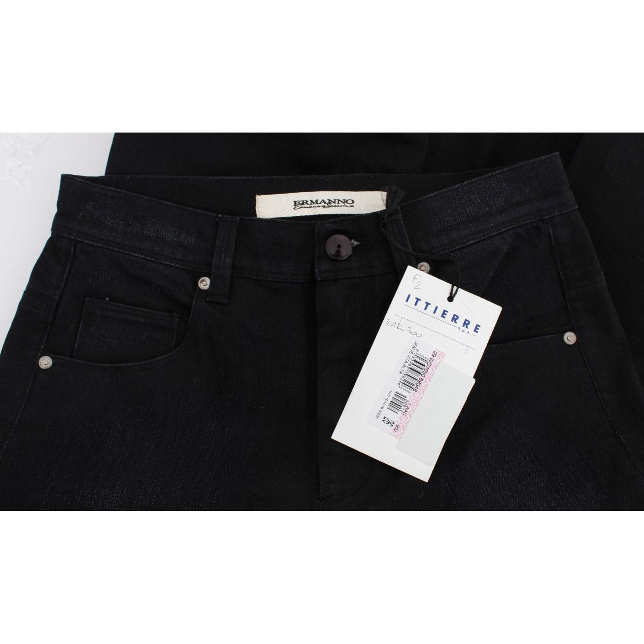Blue Cotton Blend Slim Fit Bootcut Jeans - coffeewithmee2