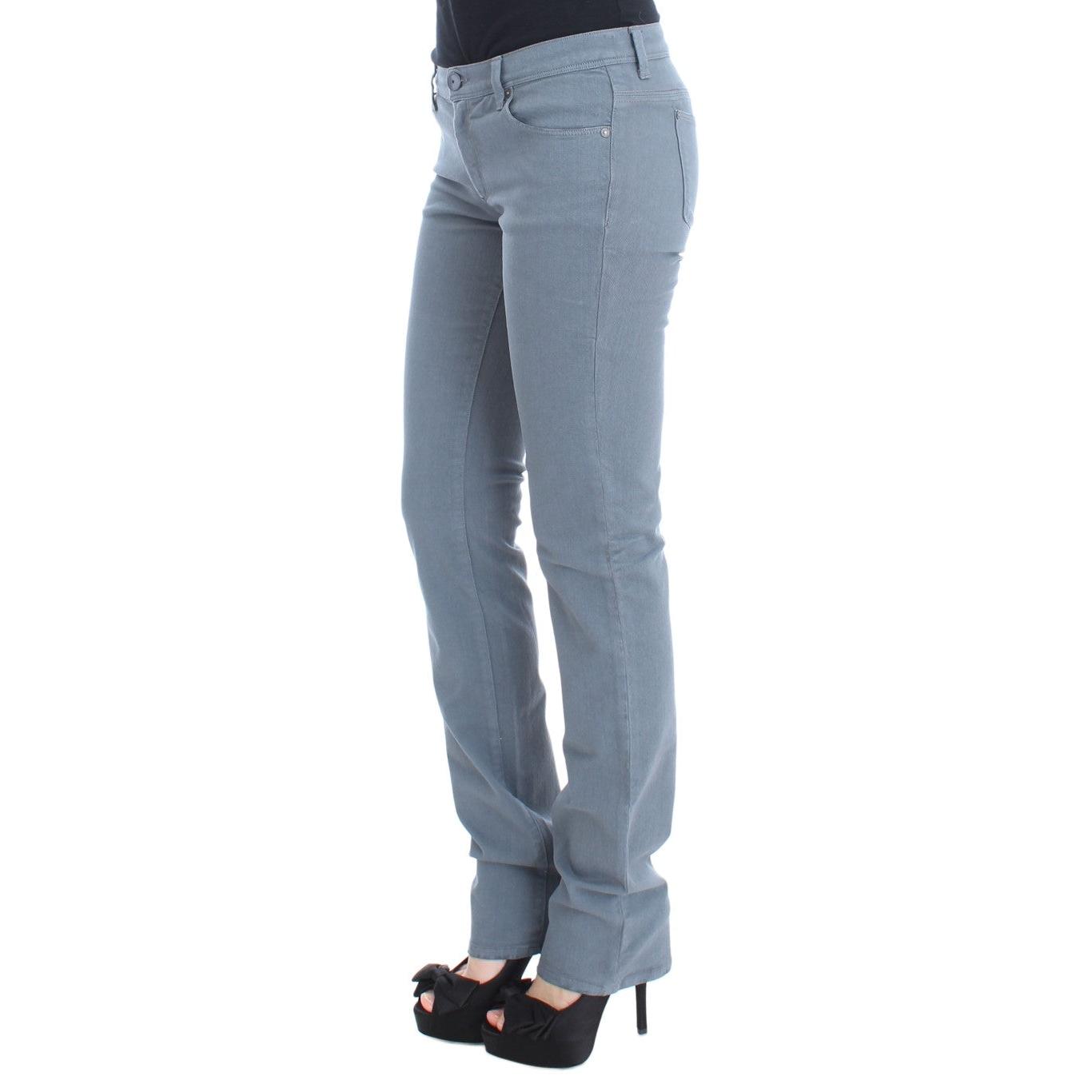 Blue Cotton Blend Slim Fit Bootcut Jeans - coffeewithmee2
