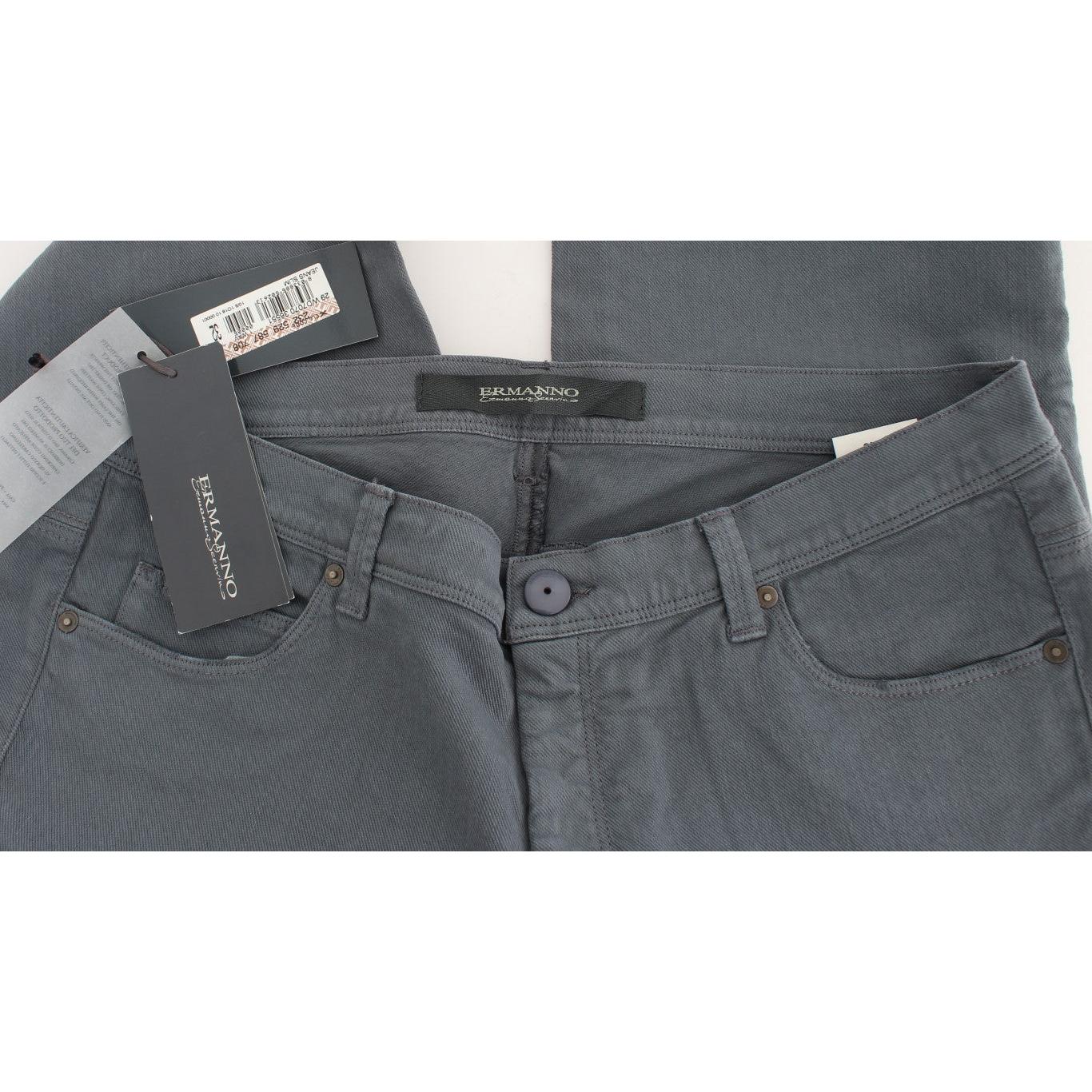 Blue Cotton Blend Slim Fit Bootcut Jeans - coffeewithmee2