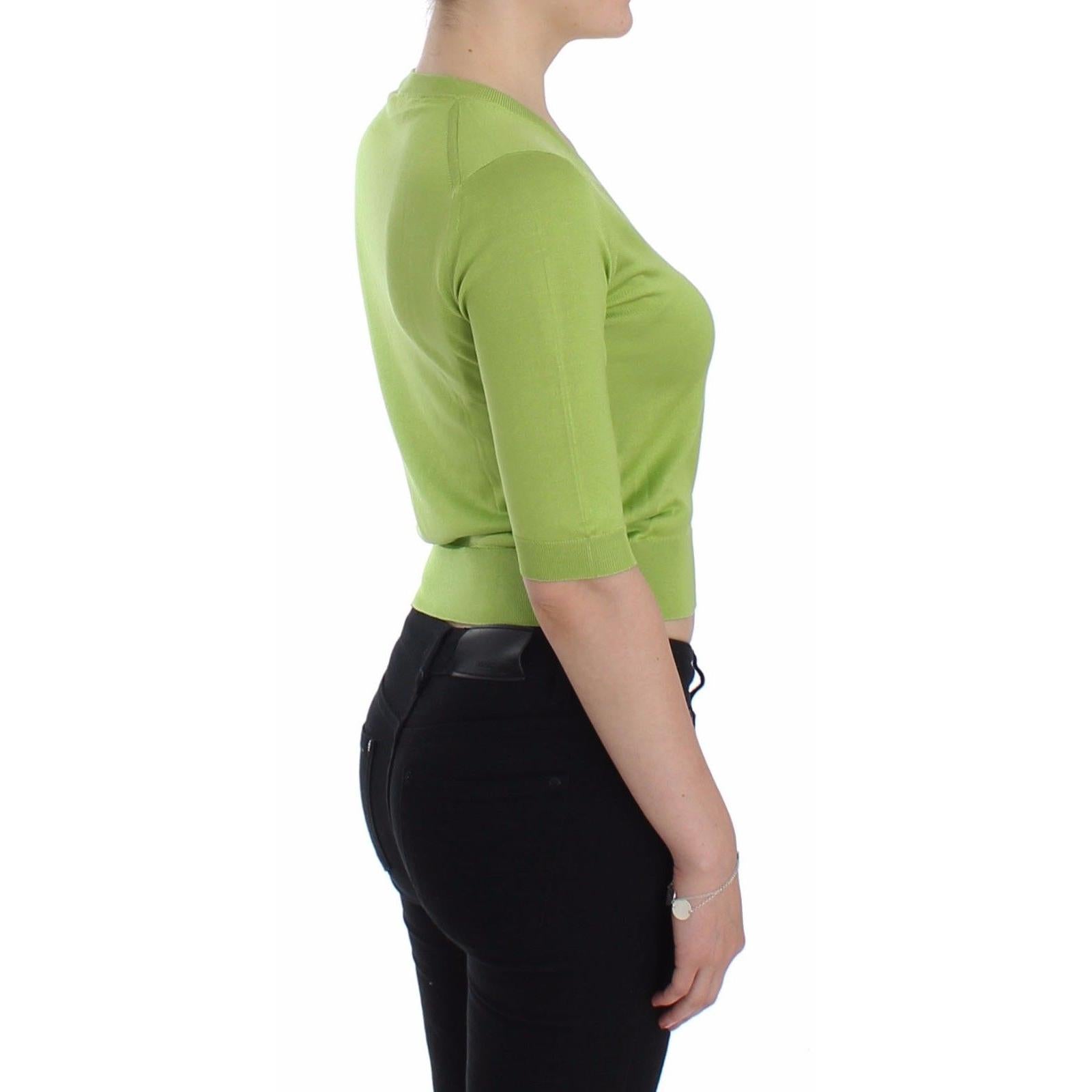 Green Wool V-neck Pullover Sweater Top - coffeewithmee2