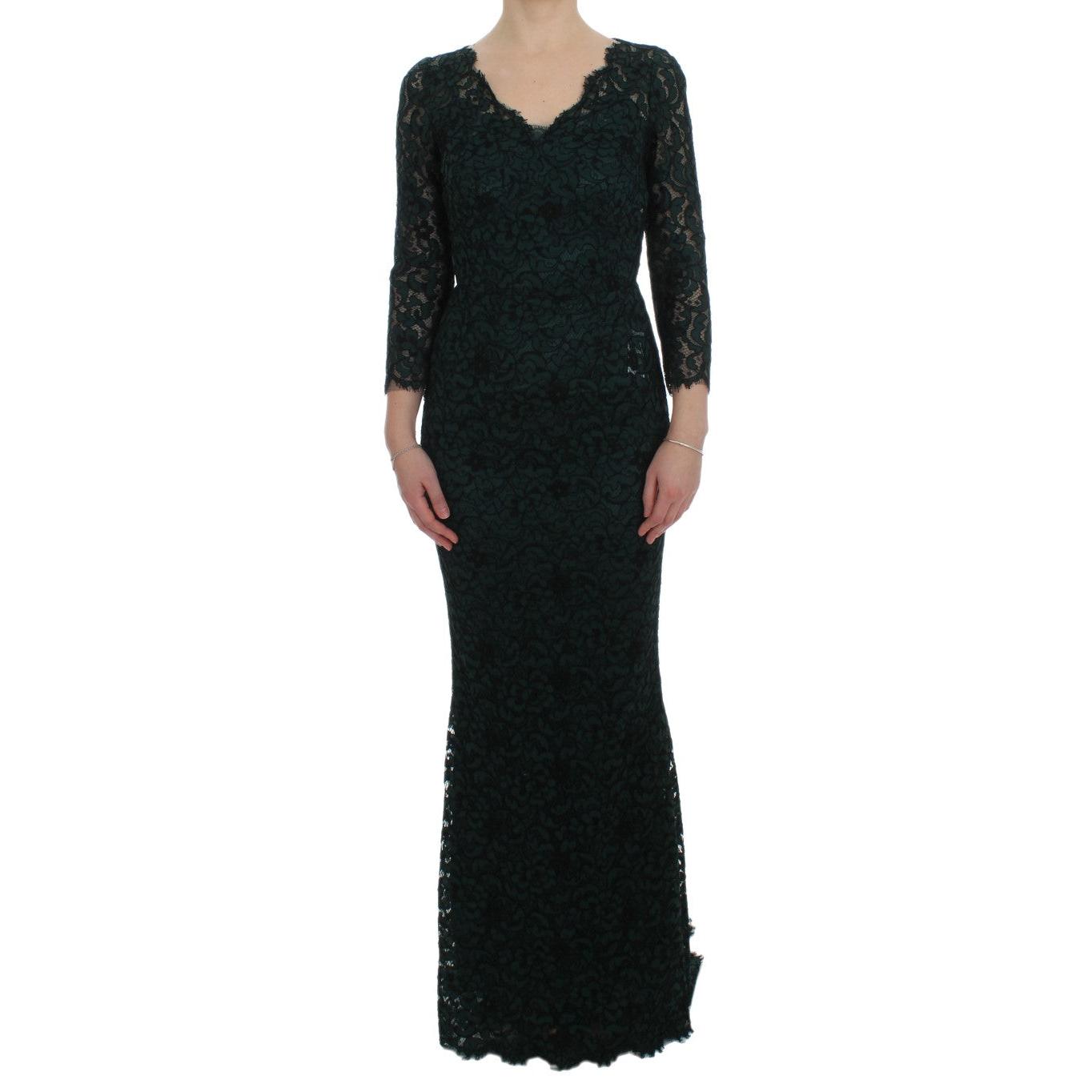 Green Lace Sheath Long Gown Ball Dress - coffeewithmee2