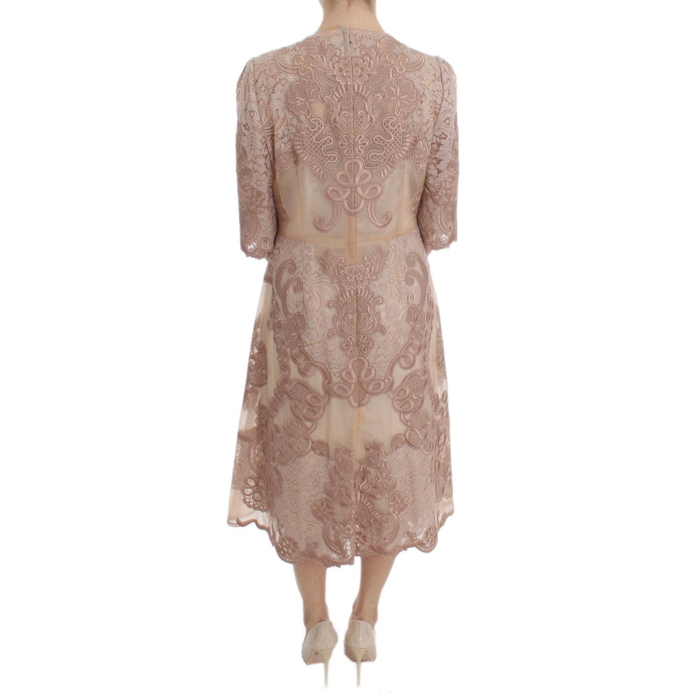 Pink Silk Lace Ricamo Shift Gown Dress - coffeewithmee2