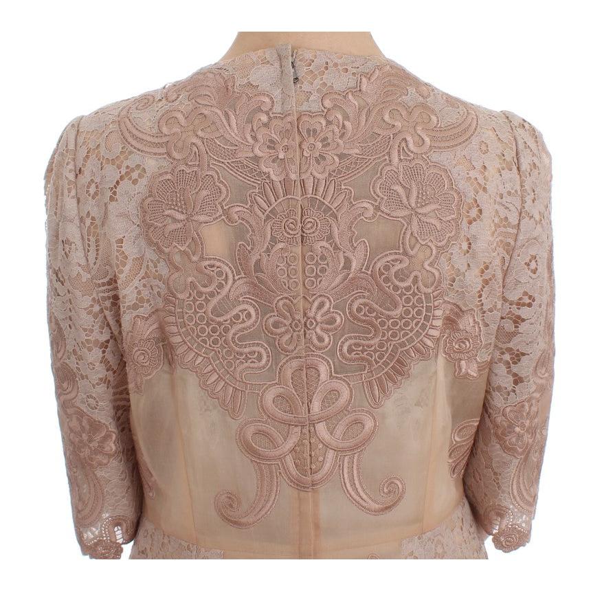 Pink Silk Lace Ricamo Shift Gown Dress - coffeewithmee2
