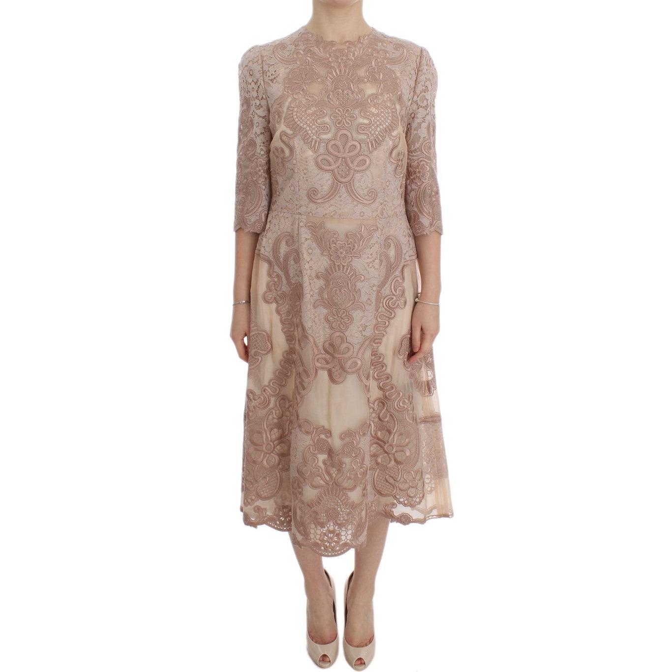 Pink Silk Lace Ricamo Shift Gown Dress - coffeewithmee2