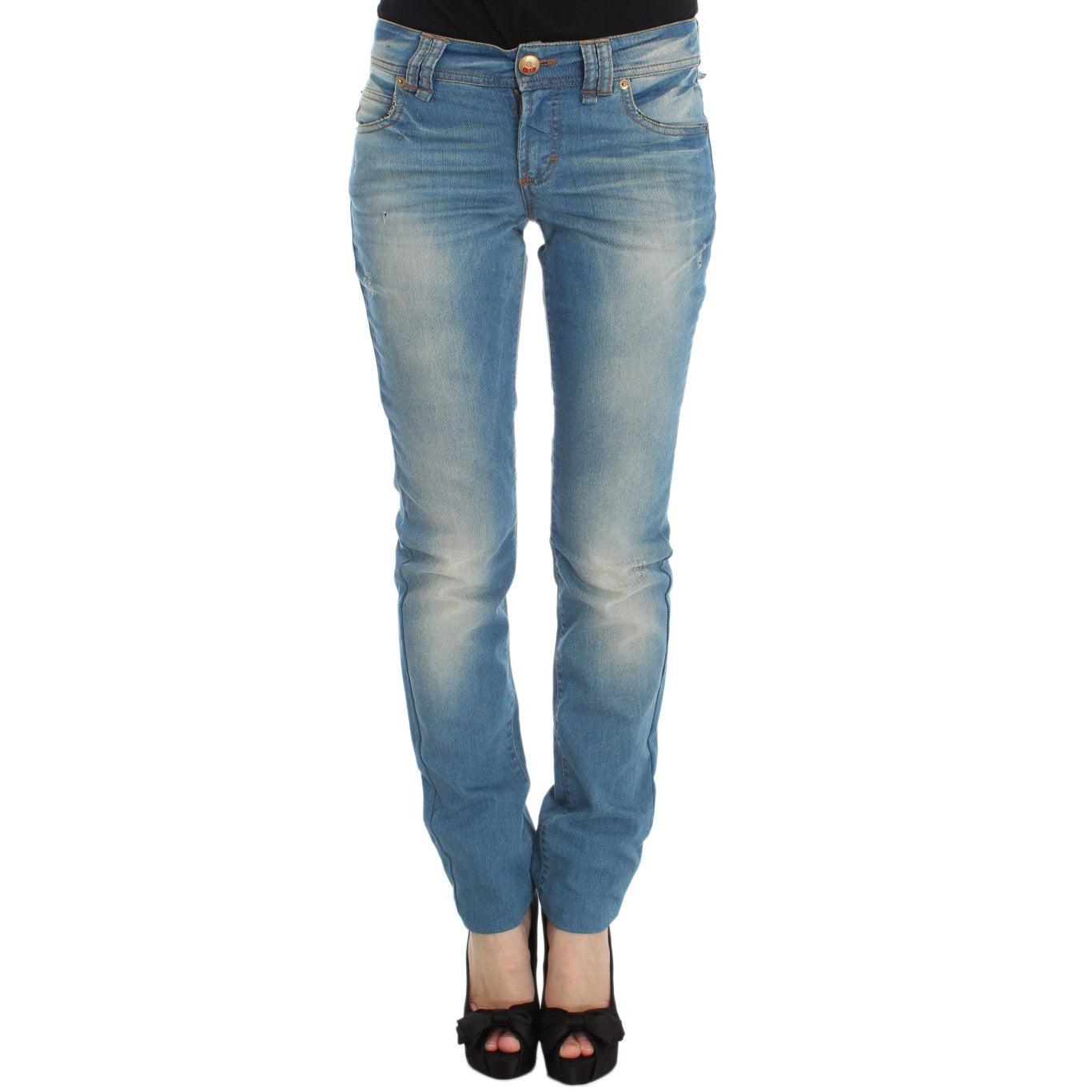 Blue Wash Cotton Blend Slim Fit Jeans - coffeewithmee2