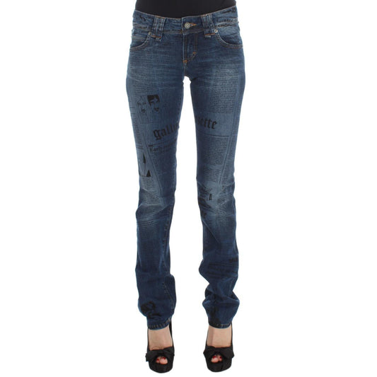 Blue Wash Cotton Blend Slim Fit Bootcut Jeans - coffeewithmee2
