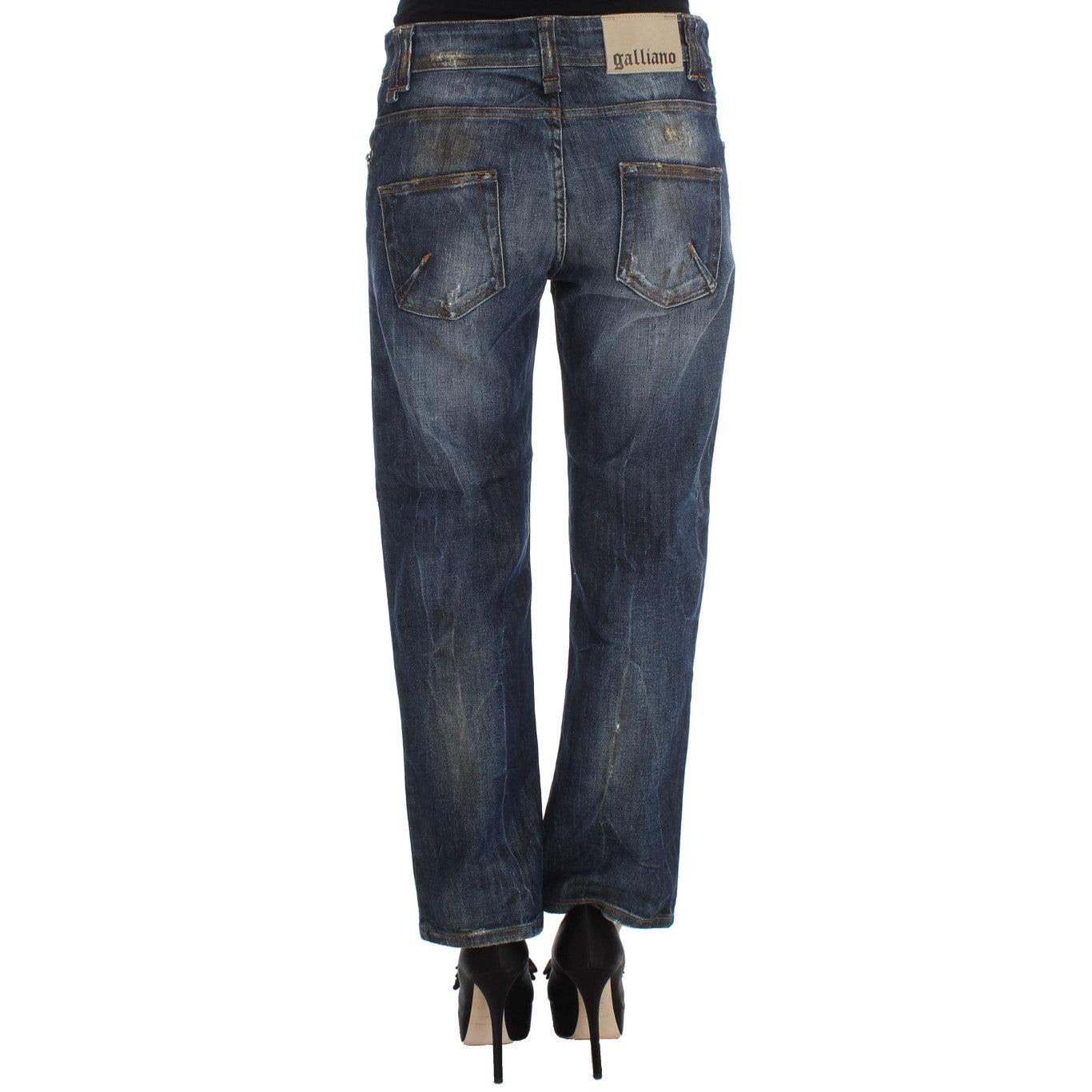 Blue Wash Cotton Boyfriend Fit Cropped Jeans - coffeewithmee2