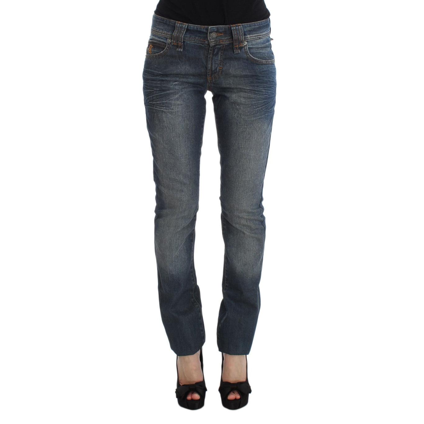Blue Wash Cotton Blend Slim Fit Jeans - coffeewithmee2