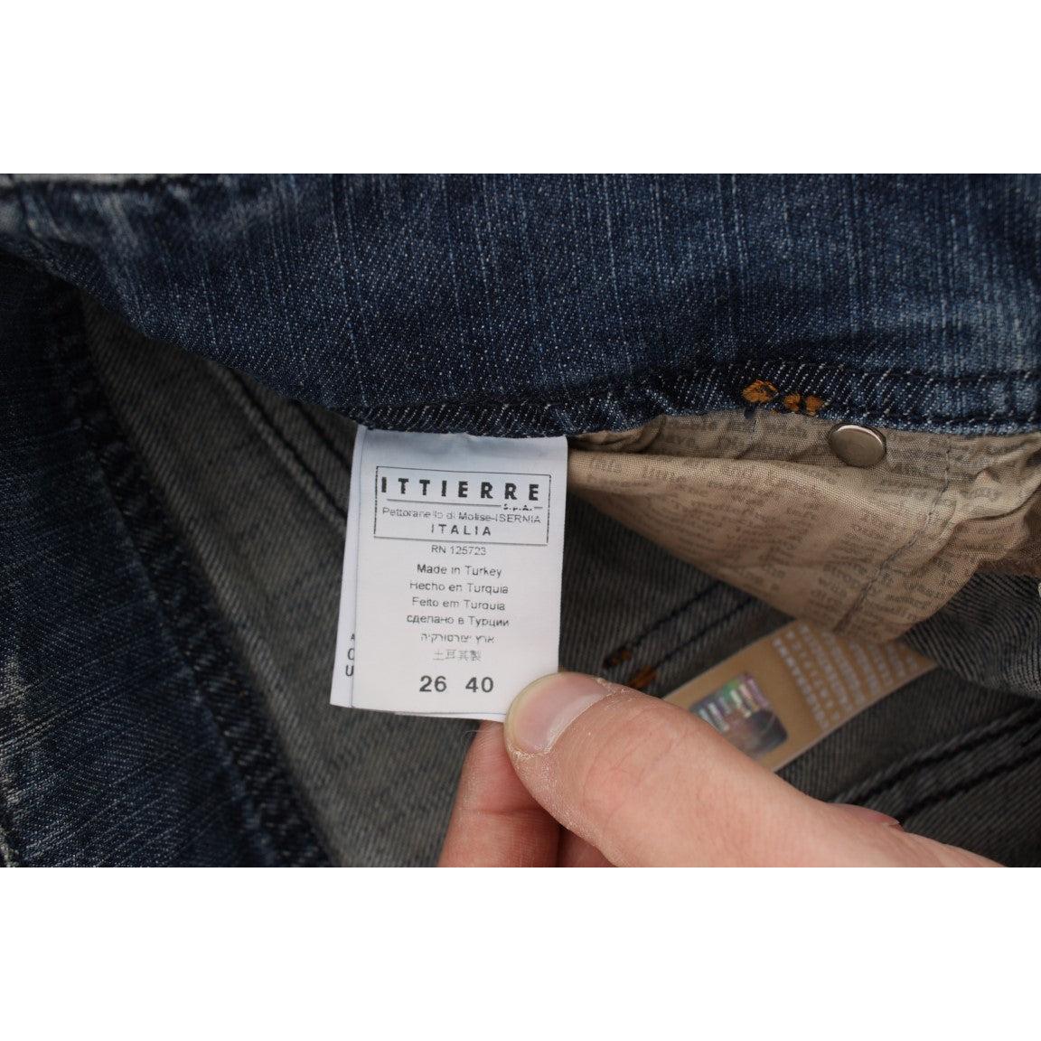 Blue Wash Cotton Blend Slim Fit Bootcut Jeans - coffeewithmee2