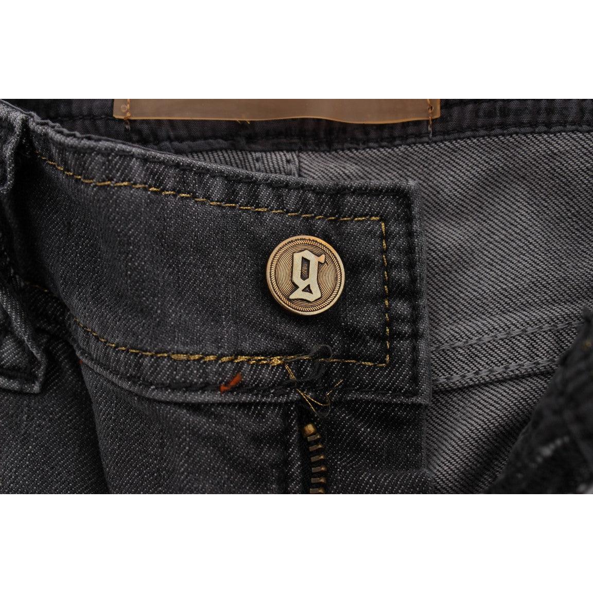 Gray Wash Cotton Blend Slim Fit Stretch Jeans - coffeewithmee2