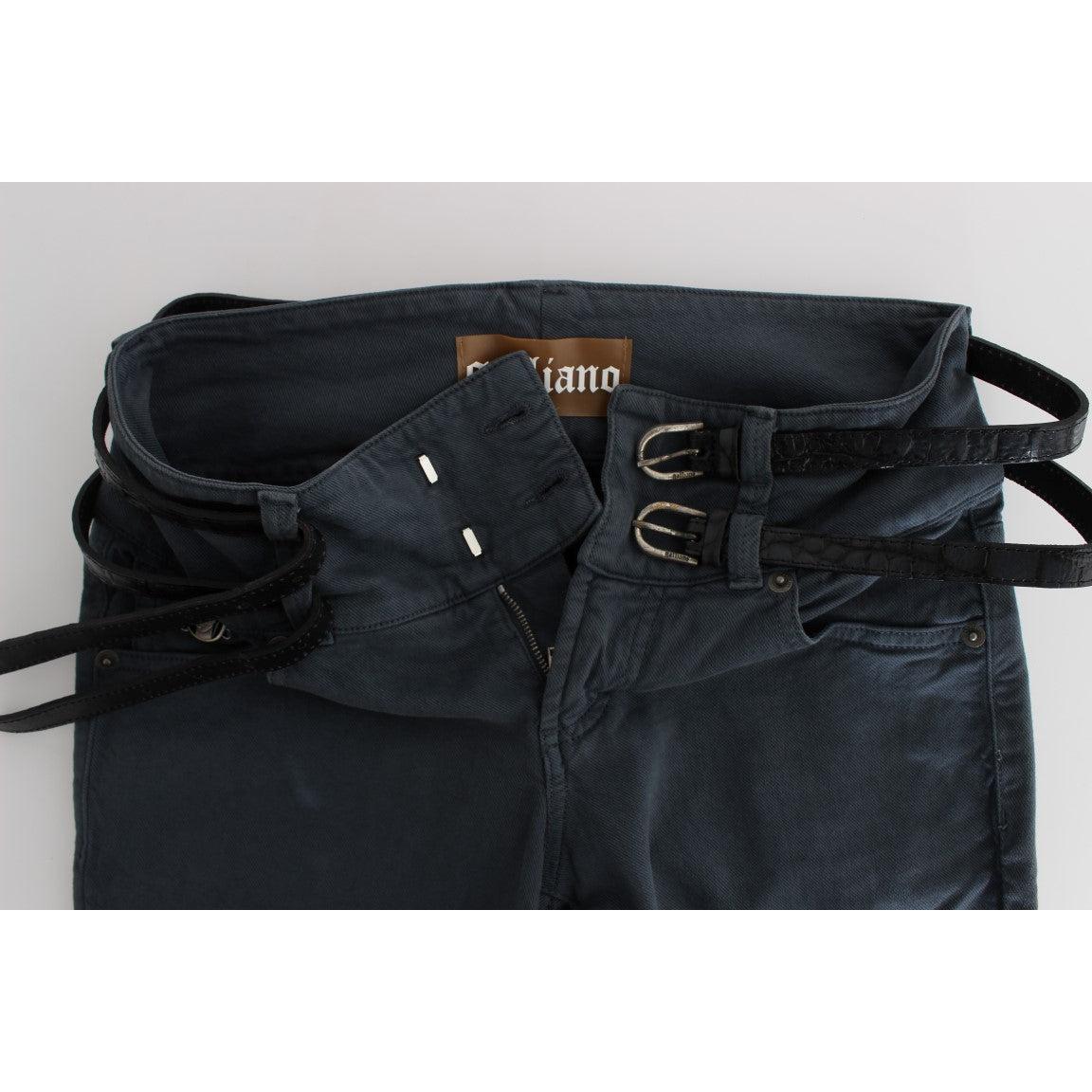 Blue Cotton Blend Slim Fit High Waist Jeans - coffeewithmee2