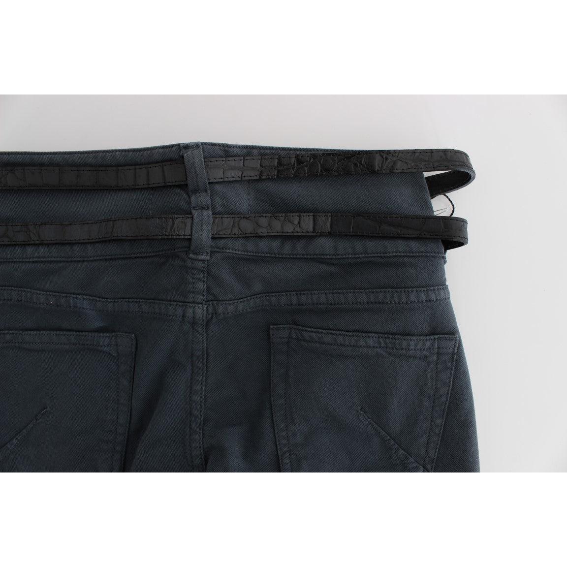 Blue Cotton Blend Slim Fit High Waist Jeans - coffeewithmee2