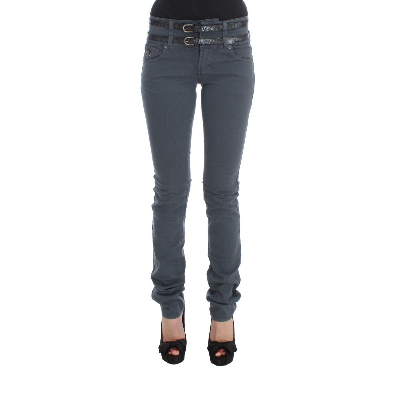 Blue Cotton Blend Slim Fit High Waist Jeans - coffeewithmee2