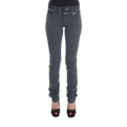 Blue Cotton Blend Slim Fit High Waist Jeans - coffeewithmee2