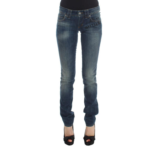 Blue Wash Cotton Blend Slim Fit Jeans - coffeewithmee2