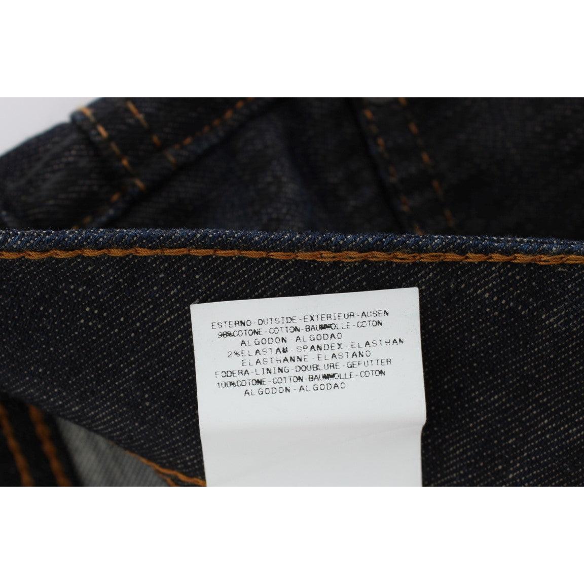 Blue Wash Cotton Blend Slim Fit Bootcut Jeans - coffeewithmee2