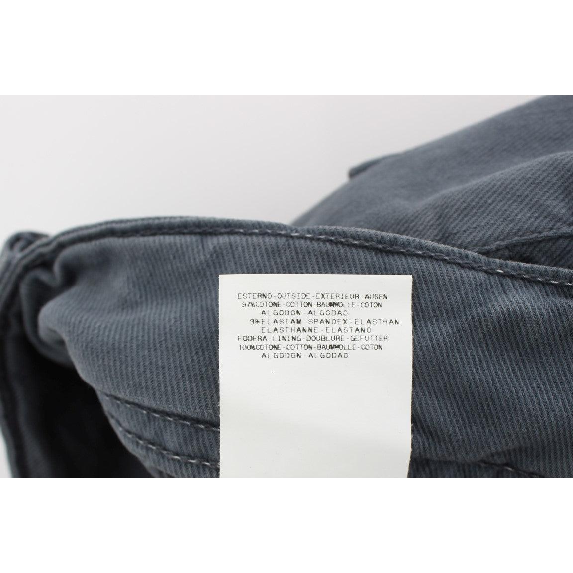 Blue Cotton Blend Slim Fit Bootcut Jeans - coffeewithmee2