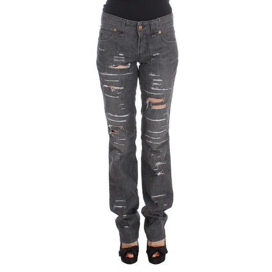 Gray Wash Cotton Torn Straight Fit Jeans - coffeewithmee2