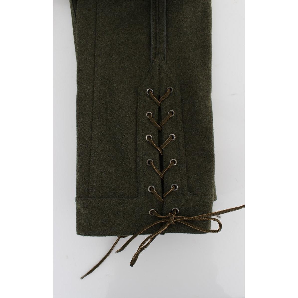 Green Wool Blend Loose Fit Cargo Pants - coffeewithmee2